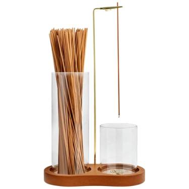 Imagem de Suporte de incenso para palitos de madeira 2 em 1, suporte de incenso de vidro com coletor de cinzas e suporte de queimador de incenso para meditação, ioga, spa, decoração de quarto (1 pacote)