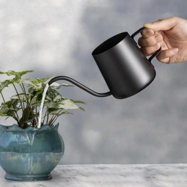 Imagem de Regador de metal para plantas de interior - Regador pequeno e elegante para facilitar o cuidado das plantas, preto