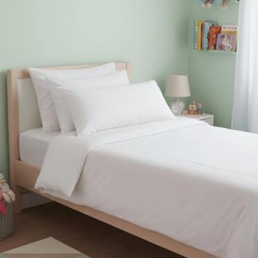 Imagem de Kit Travesseiro Infantil 4 Peças Branco, 1 Travesseiro 45x65cm + 1 Body Pillow 35x90cm, Capas com Zíper, Toque de Pluma – Confort Linens