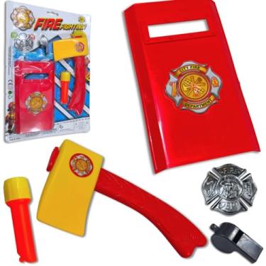Imagem de Kit Infantil Bombeiros Acessórios Resgate Escudo Machado