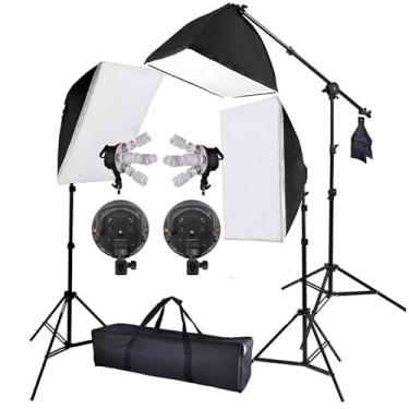 Imagem de Estúdio de Iluminação com Softbox 50x70 e Tripé Girafa 220v