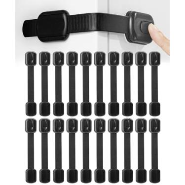 Imagem de Bates- Fechaduras de segurança para crianças, pacote com 20, fechaduras pretas para armário de bebê, fechaduras de vaso sanitário à prova de bebê,