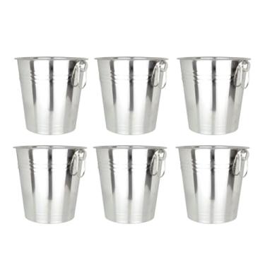 Imagem de Kit 6 Baldes de Gelo 4L em Aço Inox para Servir e Manter Geladas Bebidas Vinho Champagne Long Necks Ideal para Festas Bares e Restaurantes