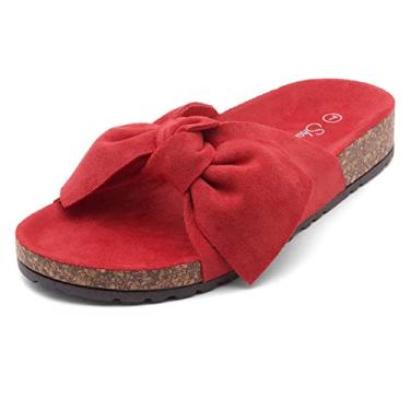 Imagem de Sandália feminina Shoe Land SL-Nylah com laço e sola de cortiça, sem cadarço, casual, 2020red, 8