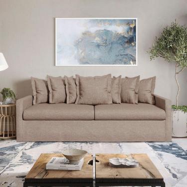 Imagem de Sofá Living Laguna 2,20m Com Capa Removível Lavável Cor Bege Claro 2251