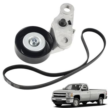 Imagem de YzusGomumu Kit tensor de correia de transmissão A/C serpentina para carro 90K-38159 compatível com Cadillac Escalade Chevrolet Avalanche Silverado Express GMC Sierra H2 1999-2008 Substitui 19311139 38159 ACK040378HD