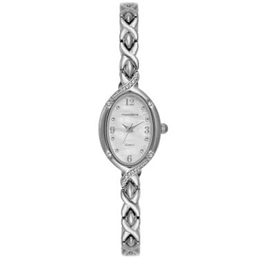 Imagem de Mondaine Relógio Feminino Prata Metal Oval Mostrador Branco Números