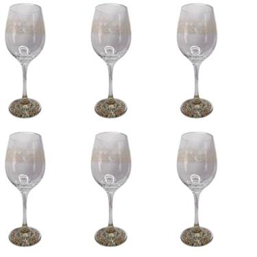 Imagem de Kit 6 Taças de Vidro Grande 490ml Vinho Água Mosaico