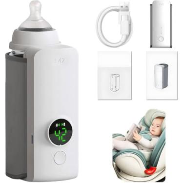 Imagem de Aquecedor de Mamadeira Digital Portátil, Display LED, USB Recarregável, Compatível com Carros, com Cabo USB e Manual