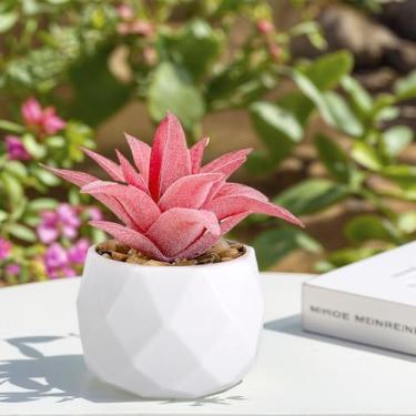 Imagem de Planta suculenta artificial em vaso decorativo, suculenta falsa realista para decoração de casa, escritório e jardim, planta interna de fácil manutenção