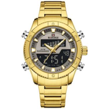 Imagem de Relógio de quartzo eletrônico luminoso à prova dágua pulseira aço inoxidável