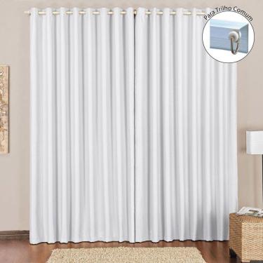 Imagem de Cortina Tecido Blackout 2,00M X 1,70M Gelo Para Trilho Comum Sala Quarto Blecaute Corta Luz