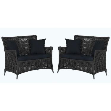 Imagem de 2 Sofás área Externa Igapó Alumínio Preta Corda Náutica E12 Preto