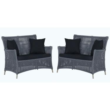 Imagem de 2 Sofás área Externa Igapó Alumínio Fendi Corda Náutica E12 Prata