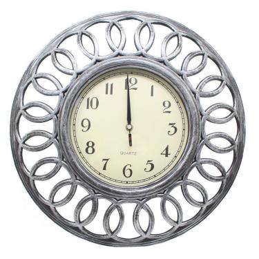 Imagem de Relógio De Parede Decorativo Grande Prata Sala Escritório 46,5cm