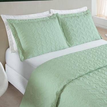 Imagem de Cobre Leito 200 Fios Bordado ágata Queen 03 Peças - Verde