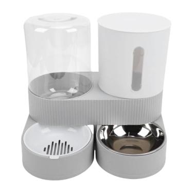 Imagem de Asixxsix Alimentador Automático para Gatos e Dispensador de água, Estação de Alimentos para Animais de Estimação Com Separação Seca e úmida Rotativa de 360 ​​graus para Gatinhos (Cinza)