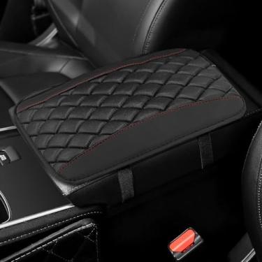 Imagem de Lyxheth Capa de console central de carro, capa de apoio de braço de carro, capa universal de couro à prova d'água, capa de assento para apoio de braço, acessórios de decoração de carro confortáveis