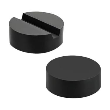 Imagem de ZNDAW 2 peças de almofadas de borracha, bloco de suporte adaptador de suporte de tomada de chão ranhurado resistente, tapetes de elevação universais protetor de solda de trilho de moldura lateral para