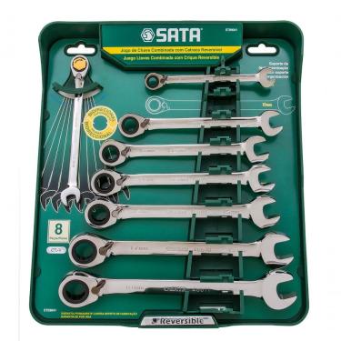 Imagem de Jogo De Chave Combinada C-catraca Reversível 8-18mm 8 Peças Sata St09041