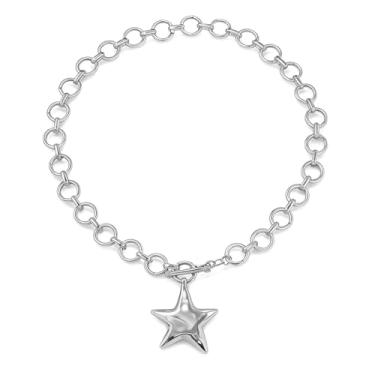 Imagem de JAVARNV Colar de estrela para mulheres com pingente de estrela de ouro, grosso, grande, gargantilha, joia moderna, Large, Sem Pedra Preciosa