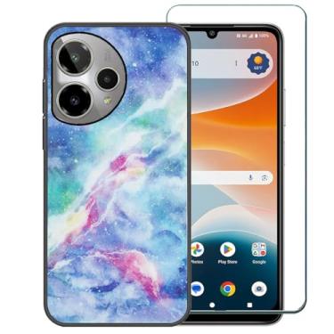 Imagem de Ranyi Capa AT&T Motivate Pro 2 5G com protetor de tela, design de mármore celeste, capa protetora fina e flexível de silicone TPU com absorção de choque para Cricket Icon Pro 2026 (smartphone de 6,7