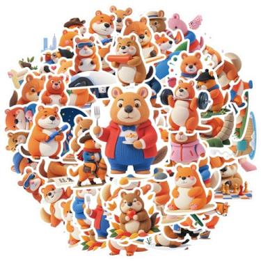 Imagem de 50 peças adesivos de animais de desenho animado de esquilo adoráveis para telefone faça você mesmo, guitarra, laptop, notebook, mala, notebook, bagagem, copo para celular