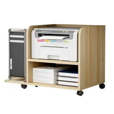 Imagem de Suporte de impressora móvel sob a mesa com prateleira de armazenamento para organização de escritório doméstico, mesa de impressora com rodas, suporte de CPU, carrinho de rodinhas para computador host