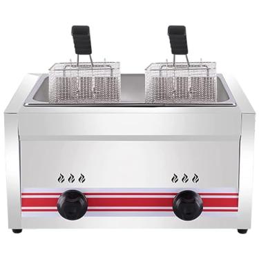Imagem de HYUIO Fritadeira a gás de aço inoxidável Fritadeiras comerciais Fritadeiras profundas com cestas e tampas de fritadeira fritadeiras profundas para uso em restaurante e casa (cor: 20L)