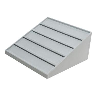 Imagem de MotiveTech Organizador de óculos de sol, suporte para pulseiras, expositor trapezoidal de vários níveis, bandeja para óculos de grau para loja, Cinza