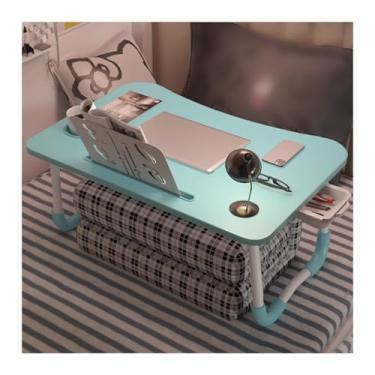 Imagem de Mesa para laptop, mesa baixa para cama, bandeja para laptop, suporte de mesa de colo para laptop, pernas estáveis em forma de W, painel de mesa espesso, gaveta de slot de cartão conveniente