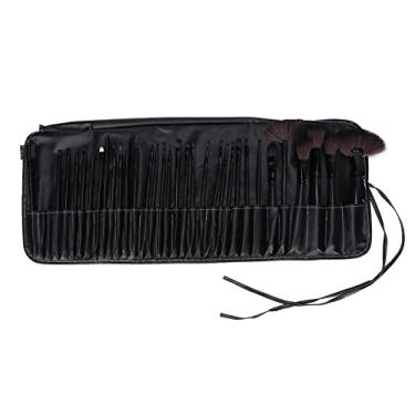 Imagem de Conjunto completo de pincéis de maquiagem com 32 peças, escova profissional macia e densa para aplicação de maquiagem perfeita, ideal para iniciantes e profissionais, preto ABS