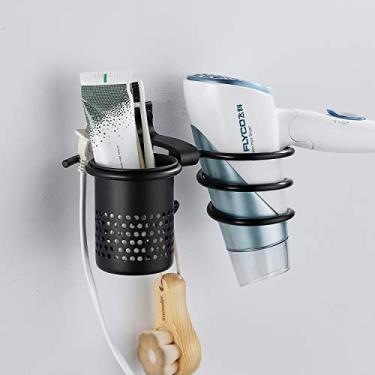 Imagem de LXPYMXDP Organizador de ferramentas de cabeleireiro cosmético para secador de cabelo, perfurável ou adesivo, sem broca, organizador de parede transparente