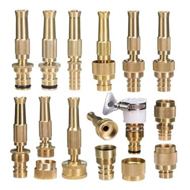 Imagem de Bocal de latão ajustável 1/5.1 cm 3/10.2 cm mangueira de jardim adaptador de cobre conector de água rápido bocais de lavagem de carro pulverizador de irrigação de jardim (N)