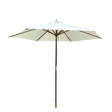 Imagem de Ombrelone Central de Madeira 2,70 metros Redondo Branco Guarda Sol Piscina Importway Iwobcm-270 Br