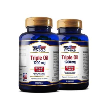 Imagem de Triple Oil 1200 mg Ômega 3 - 6 - 9 Vitgold  Kit 2 x60 caps-Unissex