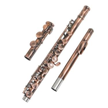 Imagem de Flauta Outfit Vermelho Cobre Níquel Material C 16 Orifício Fechado Instrumento de Sopro Madeira