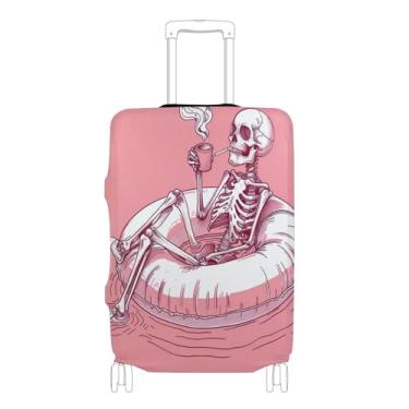 Imagem de xigua Capa de bagagem vintage com esqueletos góticos, tecido altamente elástico, fecho de zíper, protetor de mala, lavável, capa de viagem adequada para bagagem, esqueleto A166, M 22-24 in