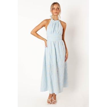 Imagem de Petal & Pup Vestido midi feminino com gola redonda Taila, Floral azul, 36