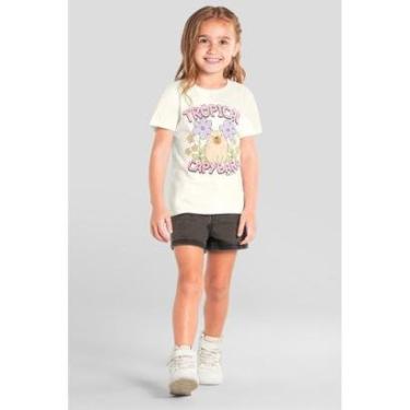 Imagem de Blusa infantil menina florida de capivara em puff Brandili-Feminino