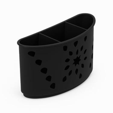 Imagem de 1 bandeja para talheres, 3 divisórias, escorredor de talheres durável em liga de níquel (Preto)