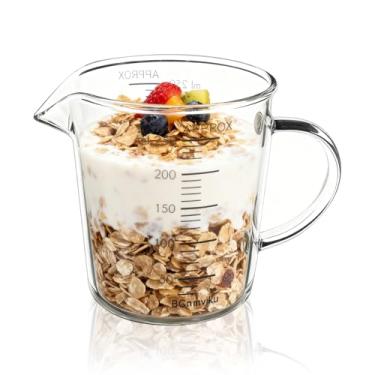 Imagem de BCnmviku Copos medidores de vidro com alto borossilicato [alça isolada | bico em forma de V] para preparar assar e cozinhar forno pré-aquecido, lava-louças, freezer e micro-ondas (250 ml)