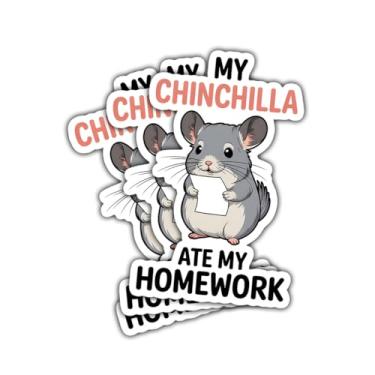 Imagem de 3 peças de adesivo My Chinchilla Ate My Homework, decalque de vinil engraçado com citação de animal de estimação para proprietários de chinchilas, crianças, estudantes, professores, amantes de animais