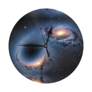 Imagem de ZERAOKE Galaxy - Relógio de parede redondo moderno - silencioso sem tique-taque operado por bateria, decoração de mesa ou parede para sala de estar, quarto, escritório.