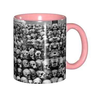 Imagem de Zeraoke Canecas de café criativas com estampa de flores de caveiras escuras horrible, personalizadas, presente para família, tamanho de 325 ml, unissex