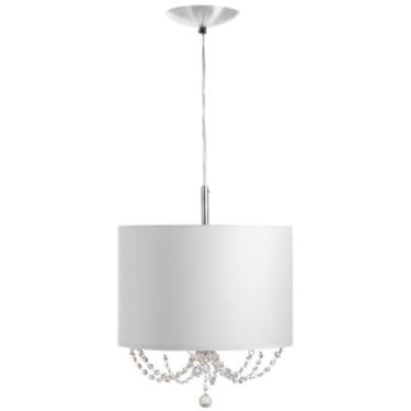 Imagem de Lustre Cupula de Tecido Cinza 30x20 com Corrente de Cristal (Cinza)