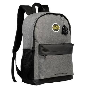 Imagem de Kit Mochila de Costas G + Estojo Star Wars Xeryus | Cinza Mesclado + Chaveiro Darth Vader | Oficial
