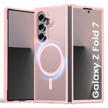 Imagem de Vividarm Capa magnética para Galaxy Z Fold 7, compatível com MagSafe [sem protetor de tela] [proteção de nível militar] Capa de telefone fina à prova de choque fosca translúcida para Samsung Z Fold 7