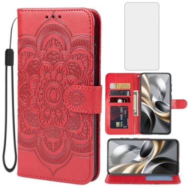 Imagem de Bohefo Capa para Galaxy S25 FE, capa carteira para Samsung S25FE 5G com protetor de tela de vidro temperado, capa de telefone com suporte para cartão de crédito de couro mandala para Samsung Galaxy