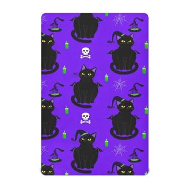 Imagem de Burbuja Lençol de berço de gatos vestidos para meninos e meninas, lençol com elástico 71 x 132 cm para colchões de berço padrão e infantil, macio e respirável